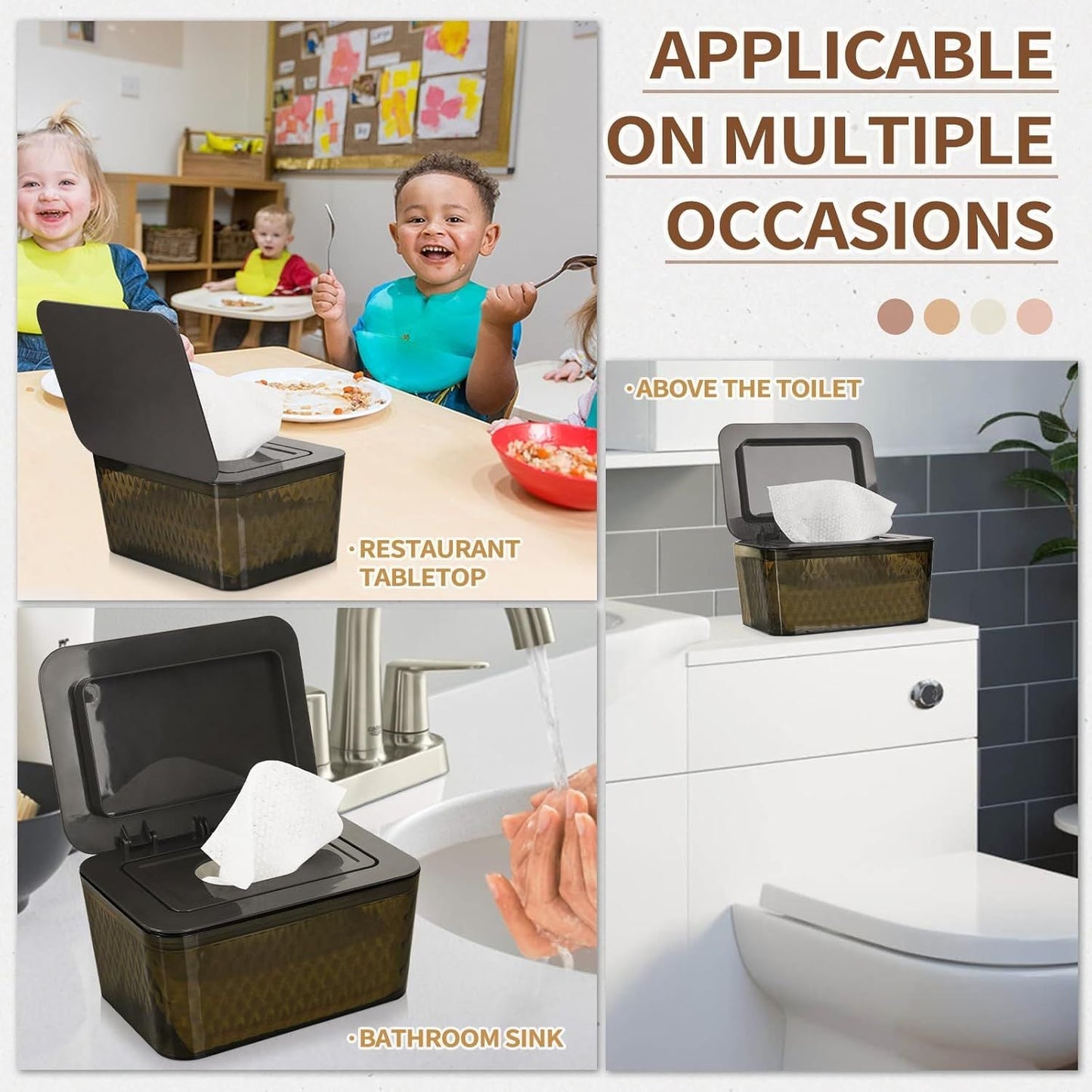 Wipes Dispenser, One-Handed Operation Wipe Holder for Baby & Adult, Seal-Designed Wipes Container for Bathroom Keep Diaper Wipes Fresh