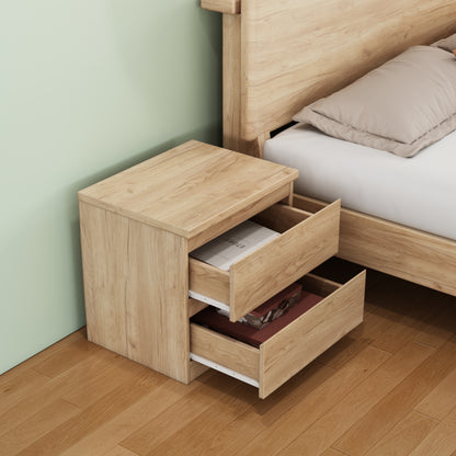 19.7-Inch Natural Nightstand With 2 Drawers, Beside Table With Drawers Handle Free Design,Thickened Top Plate,Small Side Table Storage Cabinet 2 Drawer Night Stand For Bedroom,Living Room