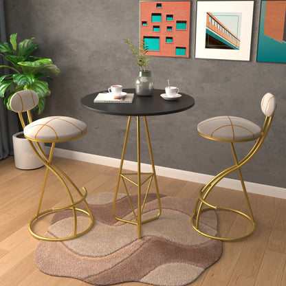 Round Bar Stools S-shaped Stripe Kitchen Stool Set Of 2 Modern Velvet Upholstered Counter Chair For Dining Room Gold  Stripe