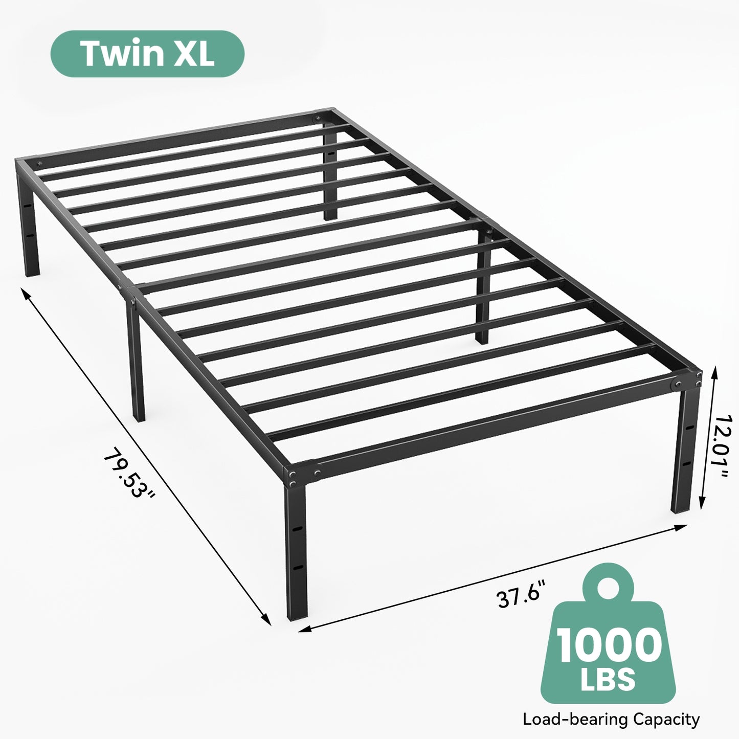 Sturdy And Durable Metal Base Frame, Noiseless Sturdy Steel Crossbars, Under-bed Storage Space, No Need For Box Springs