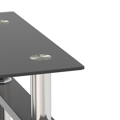 1-Piece Modern Tempered Glass Tea Table Coffee Table End Table, Square Table For Living Room, Black