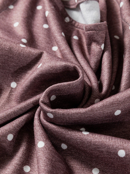 Polka Dot Boat Neck Knit Long Sleeve T Shirt