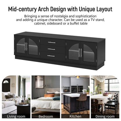VIBE HAUS 68.9' Modern Minimalist TV Stand For TVs Up To 75 Inches, Entertainment Center Media Console Cabinet With Adjustable Shelves For Living Room