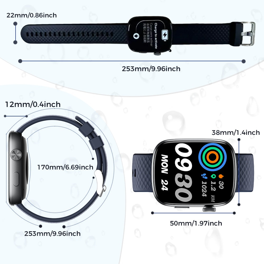 Smart Watch Bluetooth Call &1.95 HD Screen -Heart Rate SpO2 Sleep Monitor, 3ATM Waterproof Fitness Tracker For IoS Android