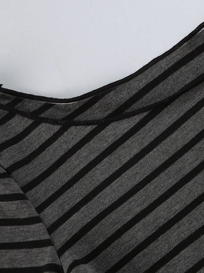 Striped Boat Neck Long Sleeve T-Shirt