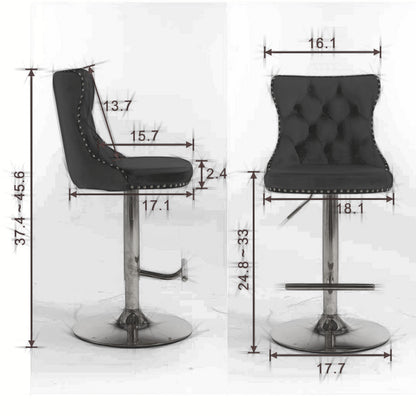 A&A Furniture,Golden Swivel Velvet Barstools Adjusatble Seat Height From 25-33 Inch