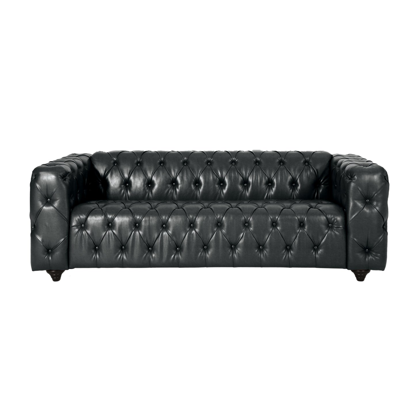 Mirod Comfy 3-seat Sofa With Wooden Legs, PU, For Living Room And Study