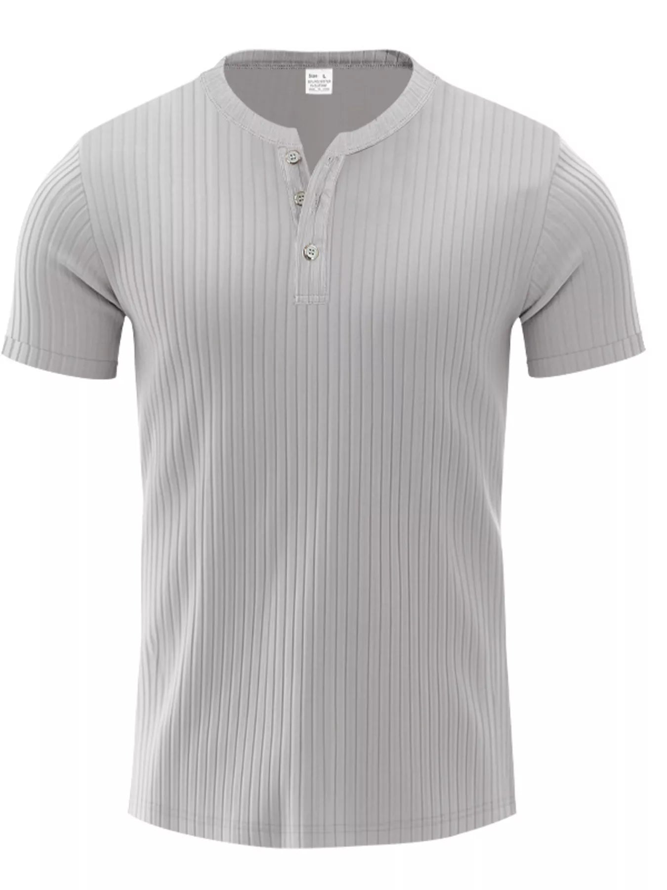 Men's Full Size Ribbed Button-Down Casual T-Shirt Plus Size