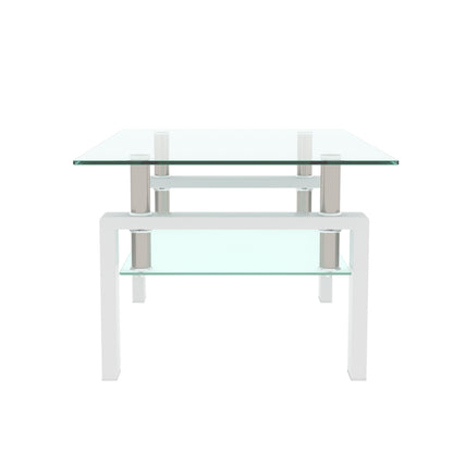 Rectangle Glass Coffee Table, Clear Coffee Table, Modern Side Center Tables For Living Room, Living Room Furniture
