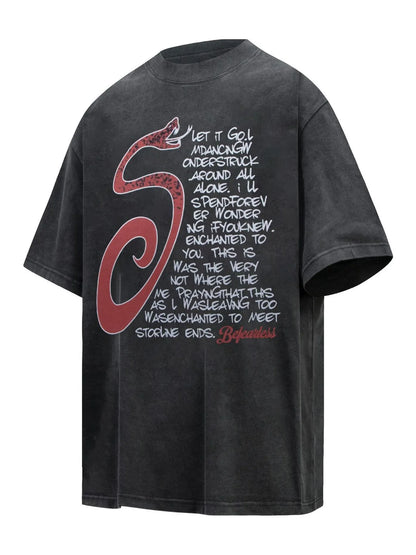 Men's Letter Round Neck Short Sleeve T-Shirt
