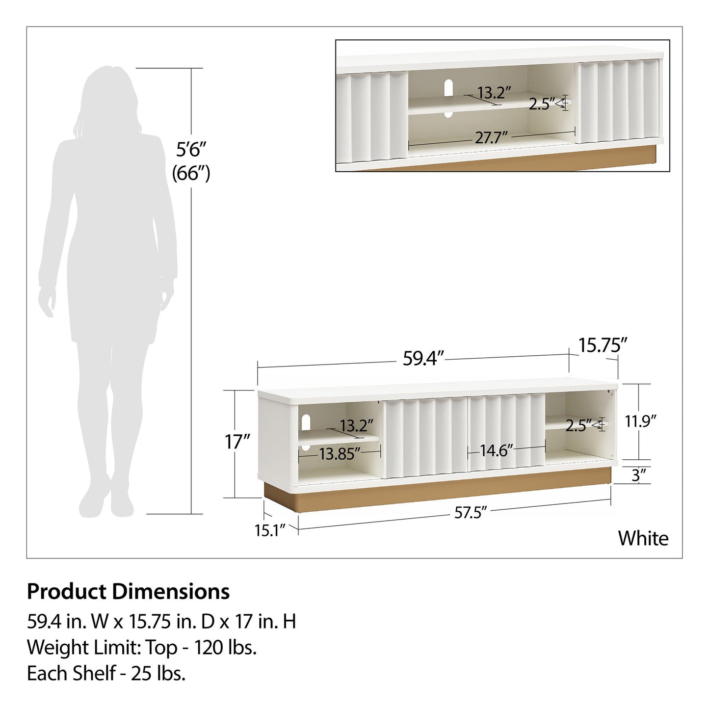 Rene Modern Scalloped TV Stand For TVs Up To 65inch