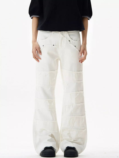 Men's Frayed Hem Flare Jeans