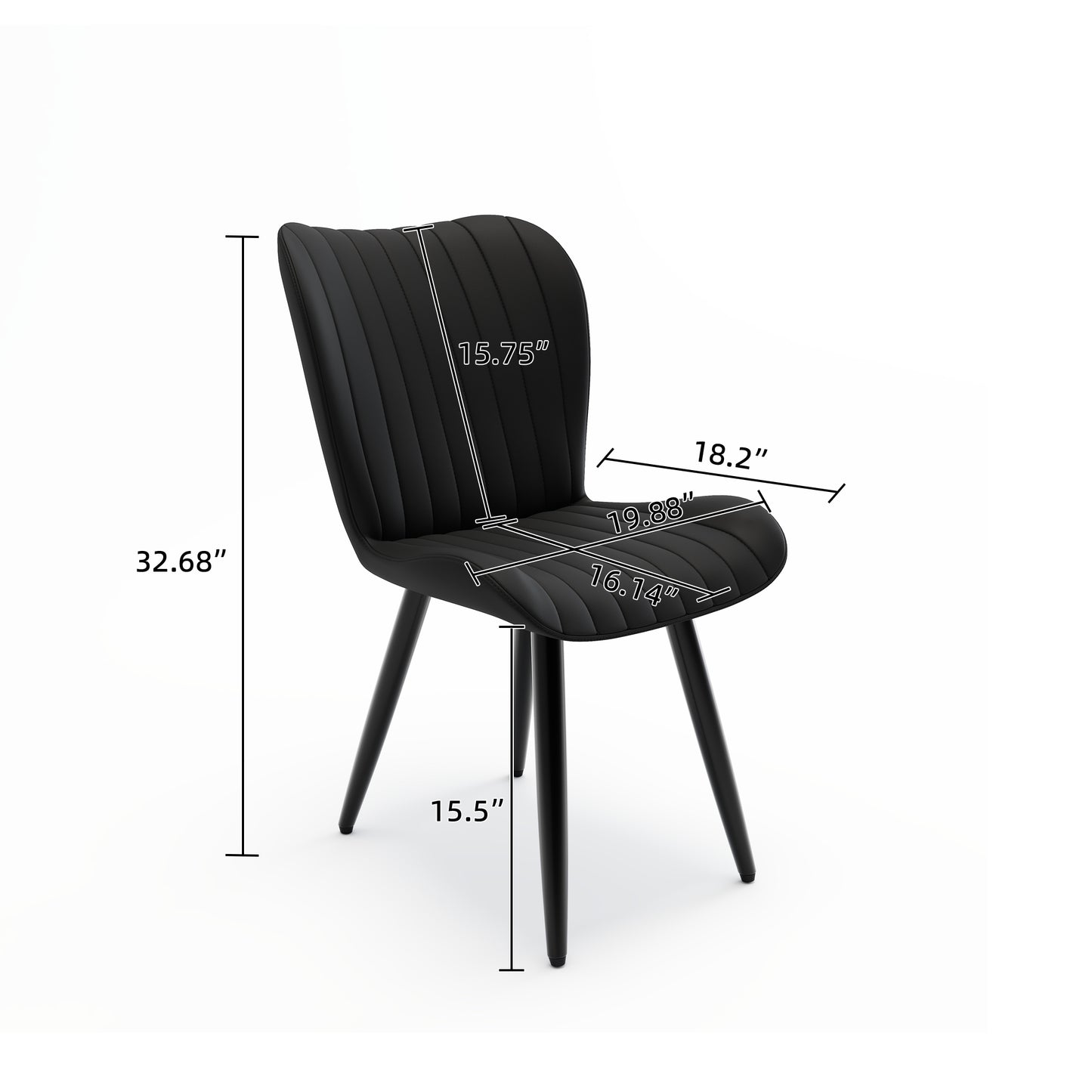 Set Of 2 Modern PU Leather Dining Chairs With Thick Cushions & Metal Legs, Armless Faux Leather Side Chairs For Kitchen, Dining Room