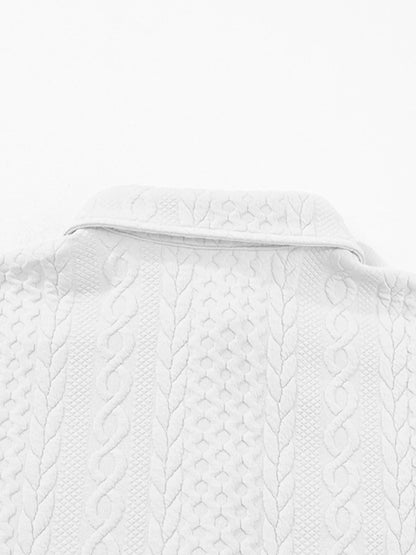 Cable Texture Puff Sleeve Loose Shacket