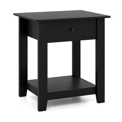 Nightstand With Drawer 3-Tier Modern Bedside Table With Open Shelf And Storage