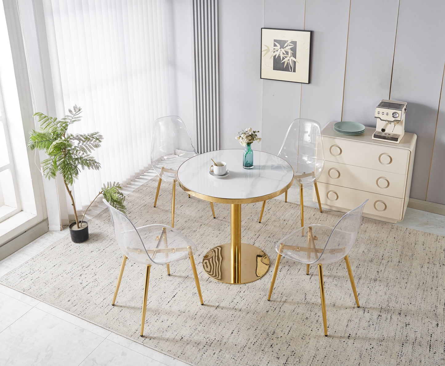 31.5inch Mid-Century Modern Pedestal Table, Multi-Functional Dining Table For 4-6 People & Large Coffee Table, White MDF Top For Living Room, Kitchen, Office