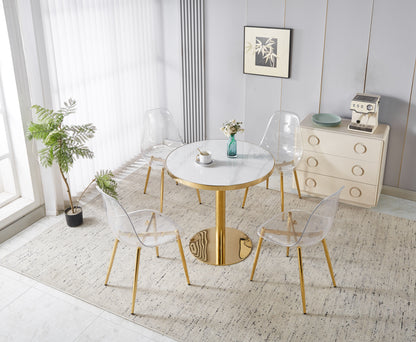 31.5inch Mid-Century Modern Pedestal Table, Multi-Functional Dining Table For 4-6 People & Large Coffee Table, White MDF Top For Living Room, Kitchen, Office