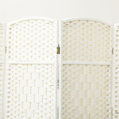 Folding Room Divider Screen 6 Panel 6' Tall Privacy Screen Freestanding Wood Partition for Home Office, White