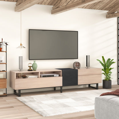 Modern TV Stand For 80'' TV With Double Storage Space, Media Console Table, Entertainment Center With Drop Down Door For Living Room, Bedroom, Home Theatre