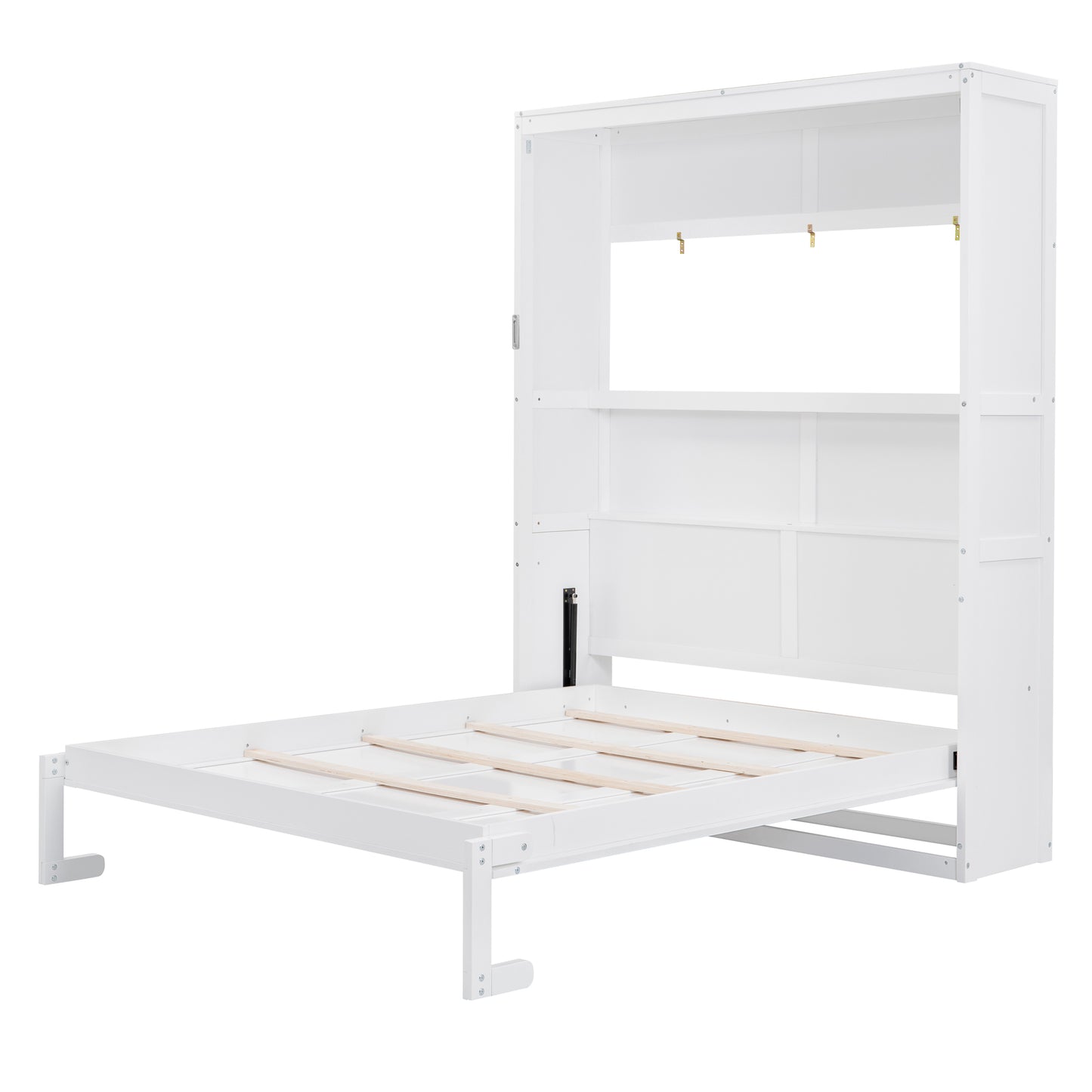 Queen Size Murphy Bed Wall Bed With Shelves,White