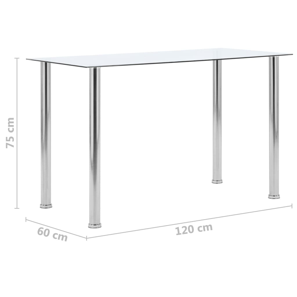 Dining Table Transparent 120 x 60 x 75 cm Tempered Glass