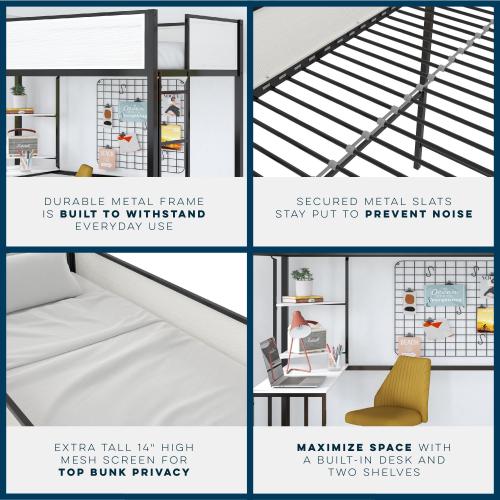 Axel Twin Loft Bed With Desk & Shelves