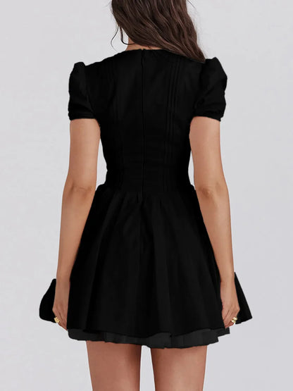 V-Neck Short Sleeve Mini Dress