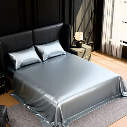 Satin Bed Sheets, Queen Size Sheets Set, 4 Pcs Silky Bedding Set With 15 Inches Deep Pocket For Mattress  Queen, Grey