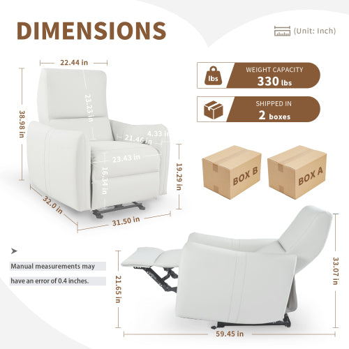 Electric Recliner, PU Leather Recliner With USB Port