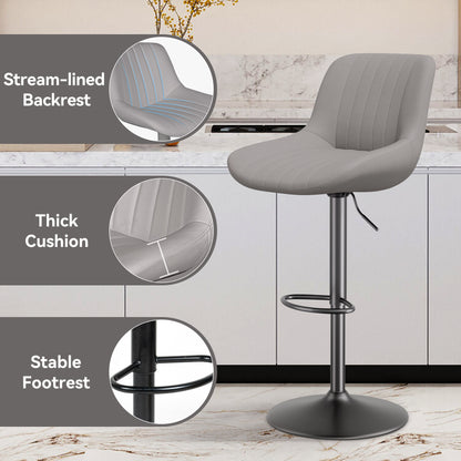 Bar Stools, Adjustable Modern Swivel Bar Stools With Backs, Counter Height Performance Fabric Island Chairs For Home Kitchen