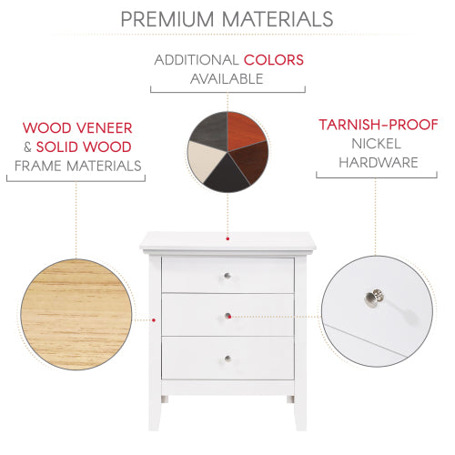Elegant White Casual Nightstand