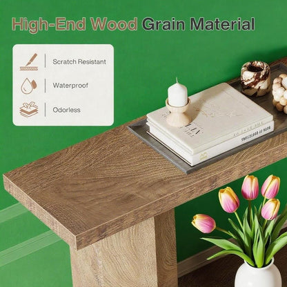 71-Inch Long Console Table For Entryway, Wooden Sofa Table Behind Couch, For Living Room