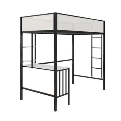 Axel Twin Loft Bed With Desk & Shelves