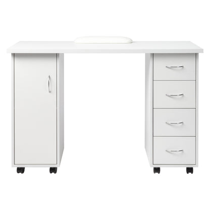 White 120X54X81cm One Door Four Drawers Computer Desk Nail Art Table 1PC