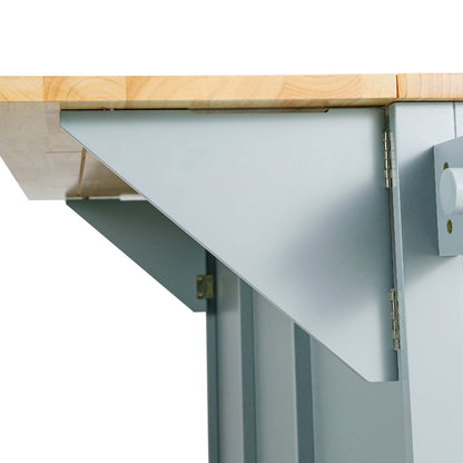 Kitchen Cart With Rubberwood Drop-Leaf Countertop, Cabinet, Storage Racks