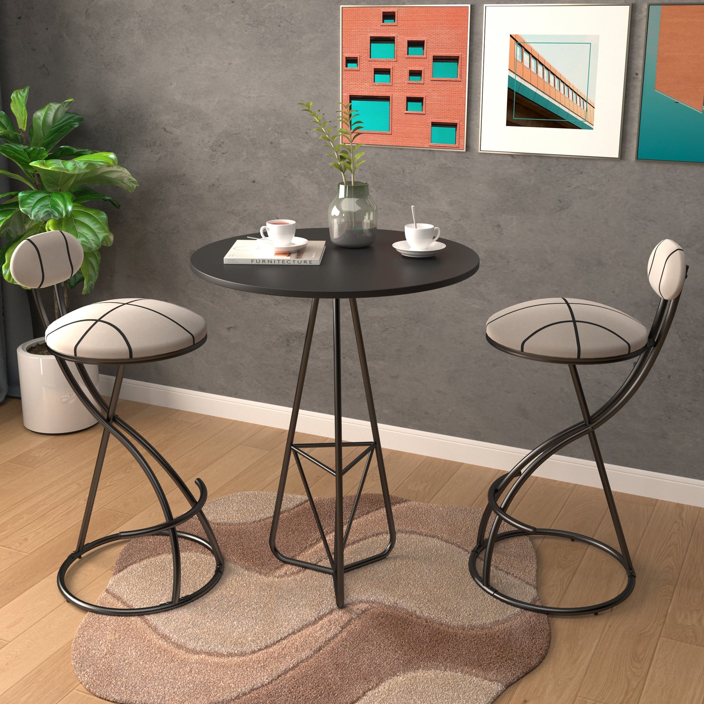 Upholstered Bar Stools Set Of 2 Striped Counter Height Barstools Modern Velvet Dining Chairs For Kitchen Island, Living Room Black  Stripe
