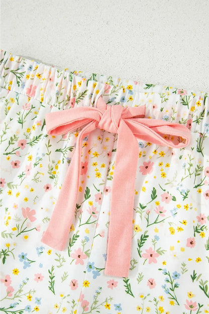 Printed Button Up Short Sleeve Top and Shorts Lounge Set