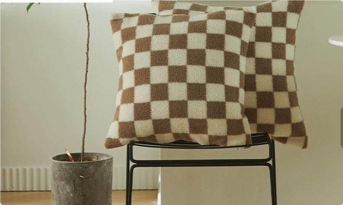 Bedroom Sofa Living Room Double-sided Checkerboard Pillowcase