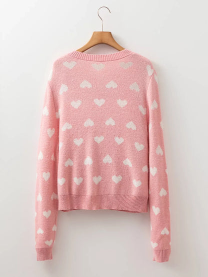 Heart Pattern Button Front Cardigan