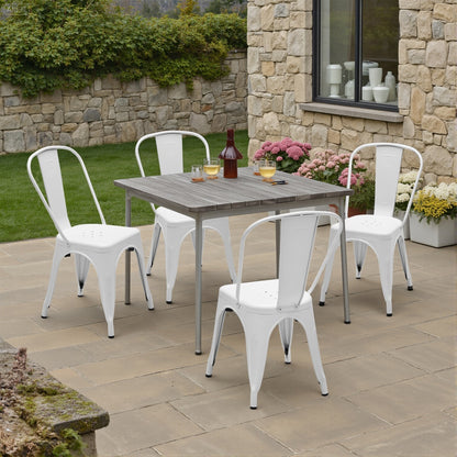 Metal Dining Chairs Set Of 4, Stackable Industrial Style Chairs For Kitchen Dining Room, 300LBS Weight Capacity