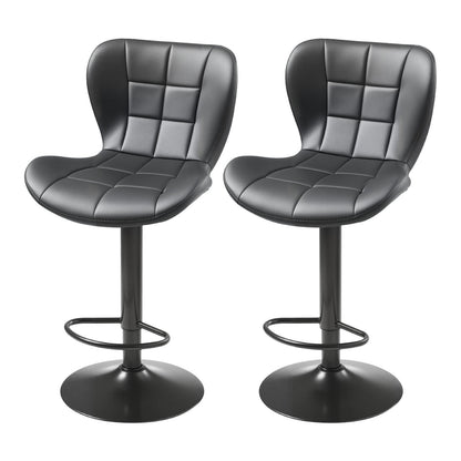 Bar Stool Set Of 2, Modern PU Leather Counter Height Stools, Swivel Kitchen Barstool With Back And Footrest, Height Adjustable Armless Bar Chair, Island Barstools For Kitchen, Dining Room, Black