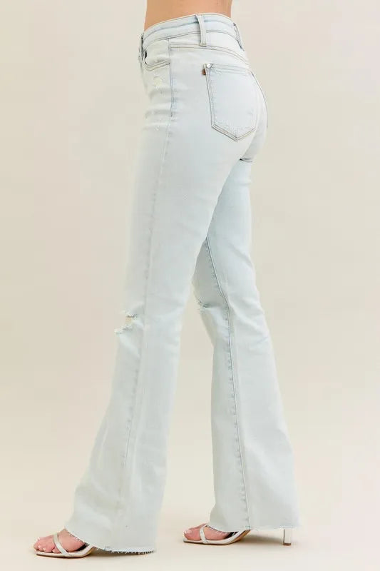 Judy Blue Full Size Destroy & Fray Hem Bootcut Jeans Plus Size