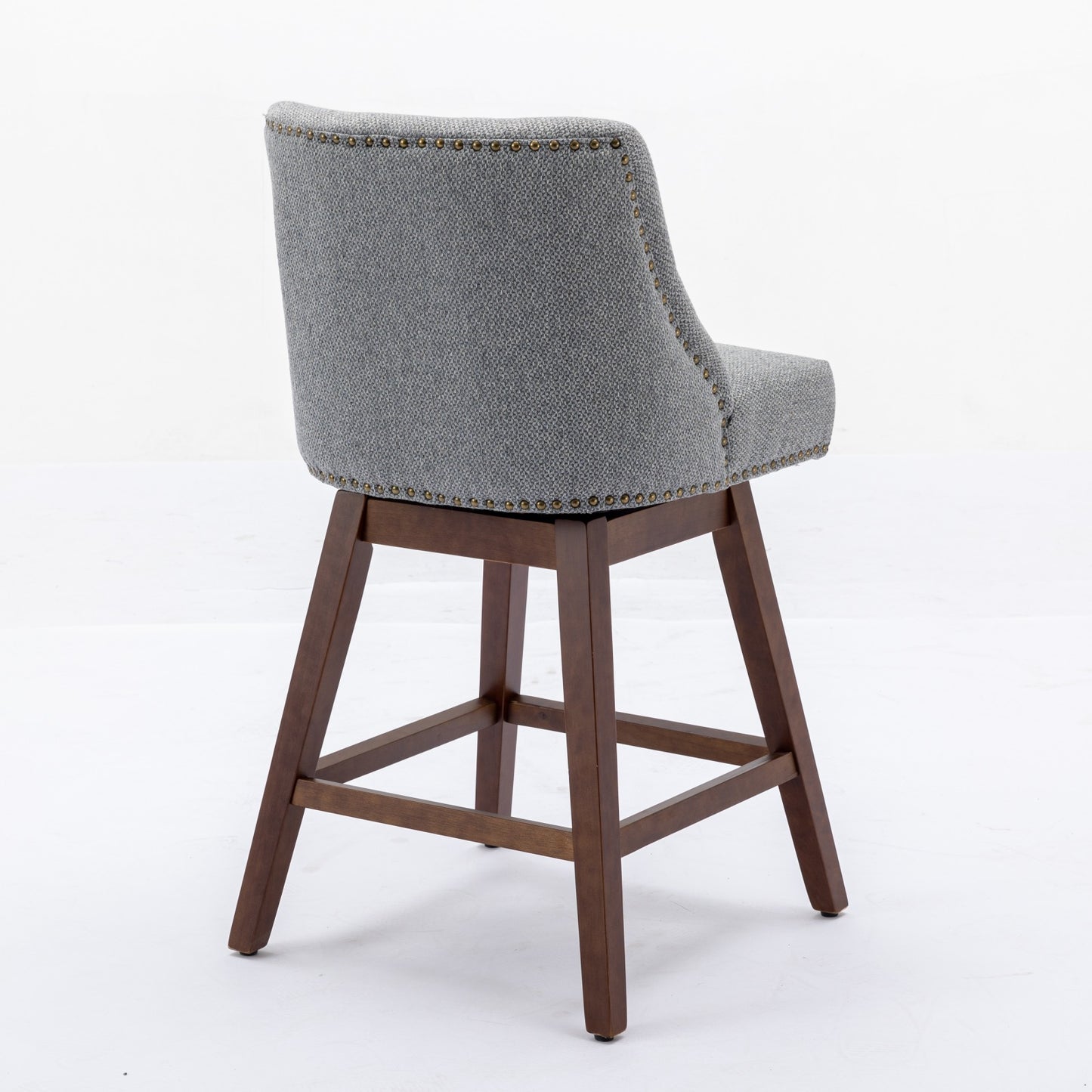 Counter Height Swivel Barstools, 26'' H Seat Height Upholstered Bar Stools Set Of 2, Fabric In Gray