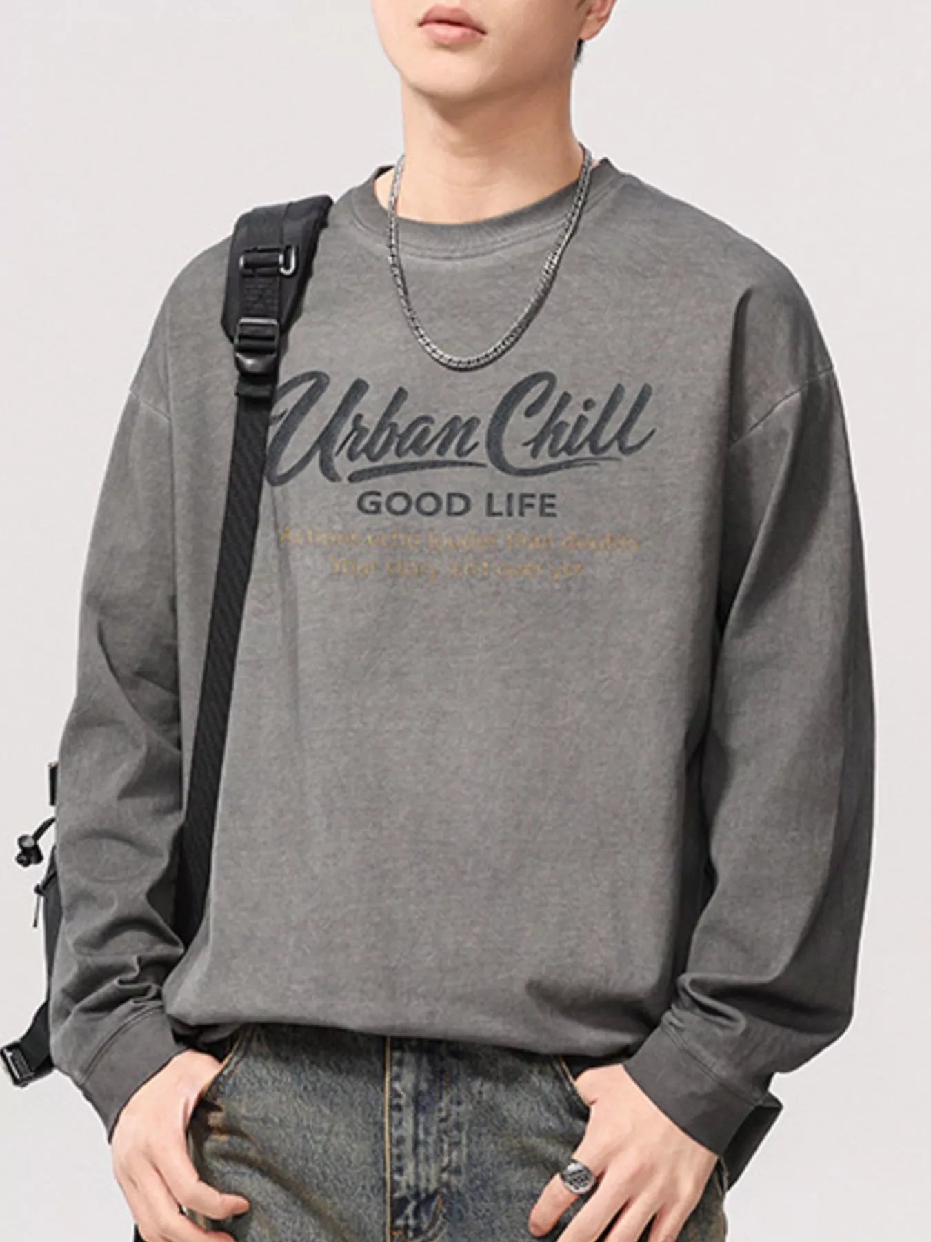 Men's Plus Size Letter Graphic Long Sleeve T-Shirt