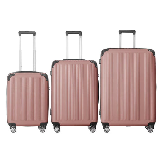 3-Piece Lightweight ABS Hardshell Luggage Set 20, 24, 26 In Rice Brown With Spinner Wheels, TSA Lock, And Adjustable Telescopic Handle - Durable Travel Suitcases