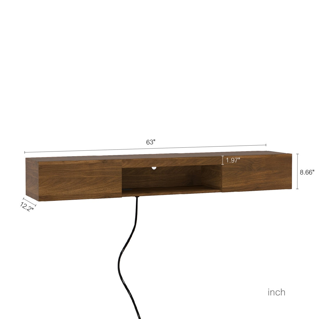 Floating TV Stand Wall Mounted With 16 Color LEDs,63 Modern TV Stand,Floating TV Cabinet Entertainment Center For 55 60 65 Inch TV