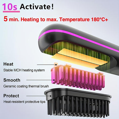 USB Wireless Household Electric Hair Straightening Comb For Both Straightening And Curling Without Damaging Hair