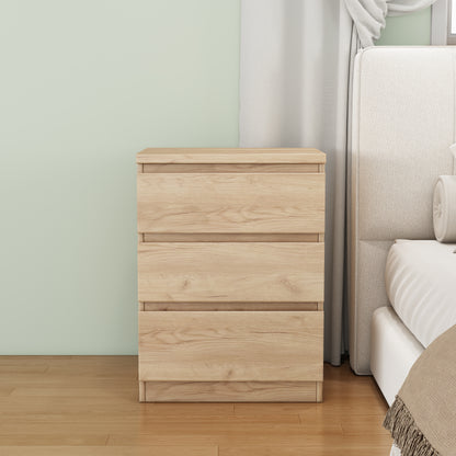 19.7-Inch Natural Nightstand With 3 Drawers, Beside Table With Drawers Handle Free Design,Thickened Top Plate,Small Side Table Storage Cabinet 3 Drawer Night Stand For Bedroom,Living Room