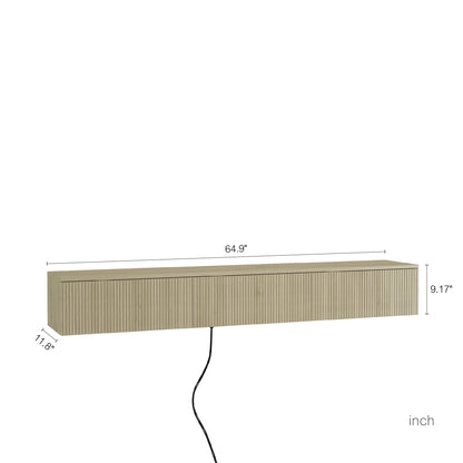 Floating TV Stand Wall Mounted With 16 Color LEDs,65inch Modern TV Stand, Floating TV Cabinet Entertainment Center For 55 60 65 Inch TV