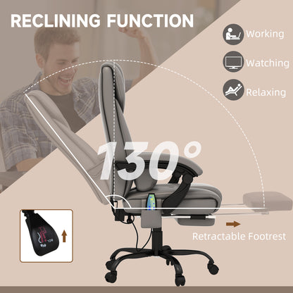 Massage Office Chair with 6 Vibrating Points, High Back Reclining Office Chair with Footrest and Remote, Gray